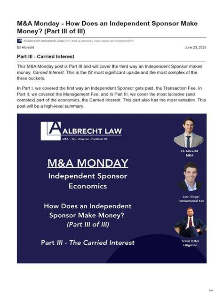How does a sponsor make money?